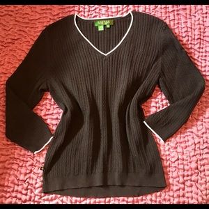 LAUREN RALPH LAUREN BABY CABLE V NECK SWEATER